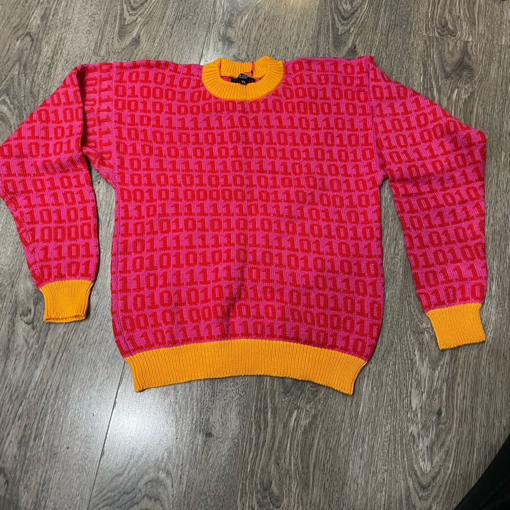 NWT Machine Knit BINARY CODE SWEATER